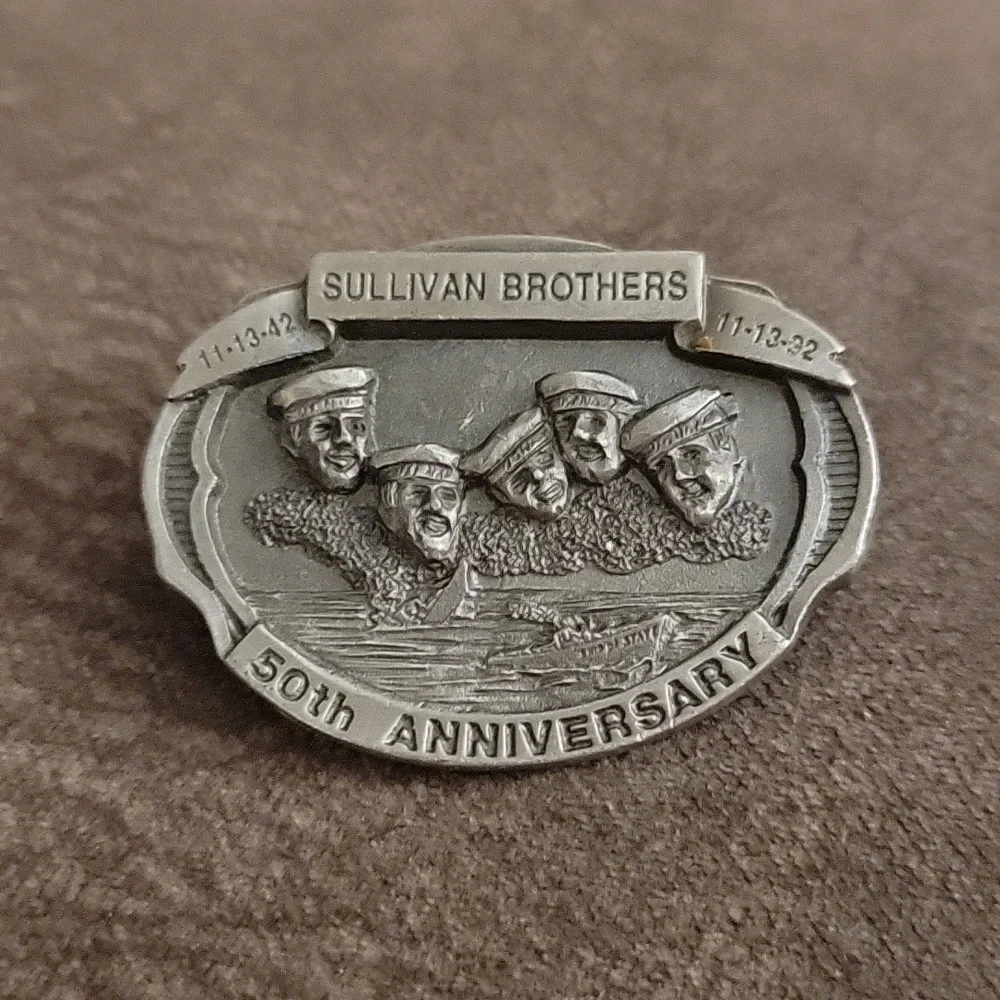 Vtg Sullivan Brothers WW2 50th Anniversary Commemoritive Medal Lapel Pin